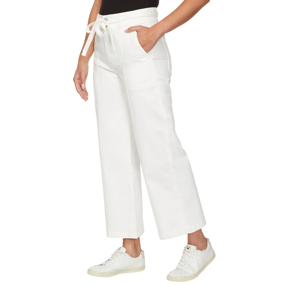 Hudson Women’s Cream White Wide Leg Belted Jean, Size 6/28 - Picture 2 of 6